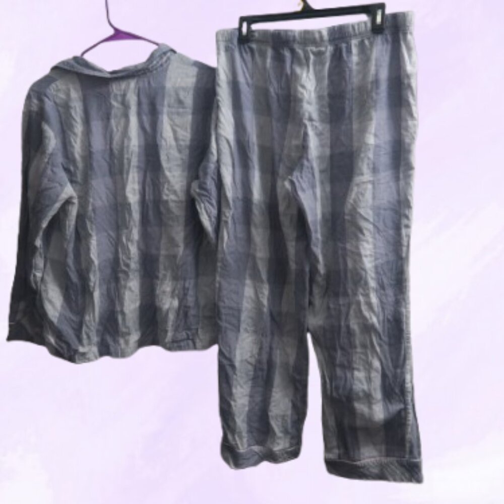 Victoria's Secret buffalo plaid pj pajamas sleepwear set in blue size large. - Picture 8 of 14